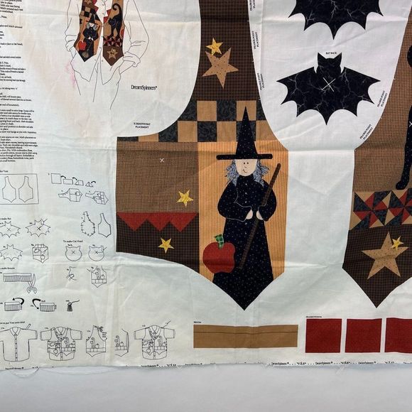 Vtg Dreamspinners Halloween Vest Design Instructions Template Fabric Pattern - Picture 6 of 7